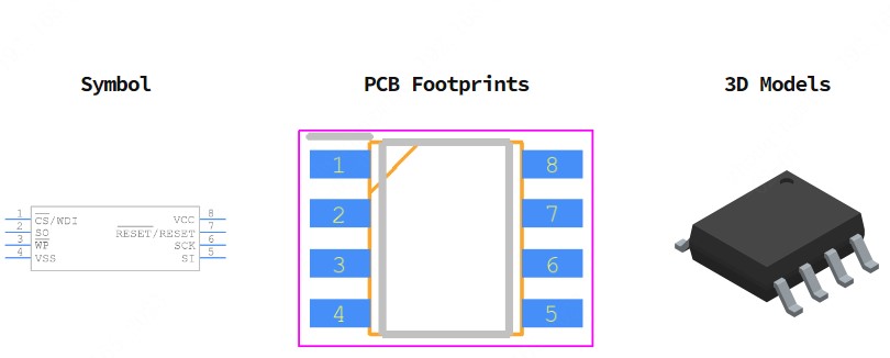 X5045S8IZT1引脚图和PCB焊盘图