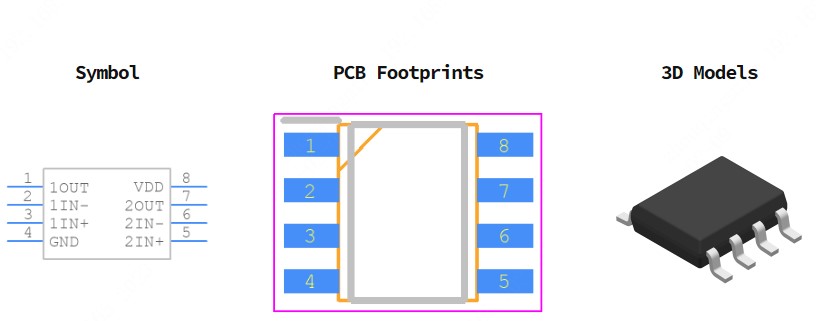 TLC272CDR引脚图和PCB焊盘图