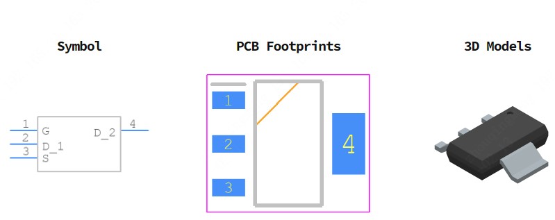 NDT3055L引脚图和PCB焊盘图
