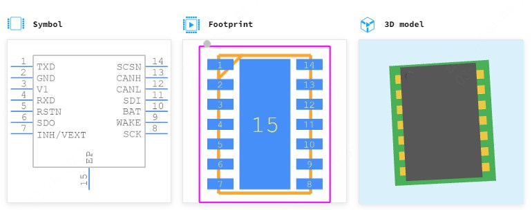 UJA1167ATK/0Z引脚图和PCB焊盘图