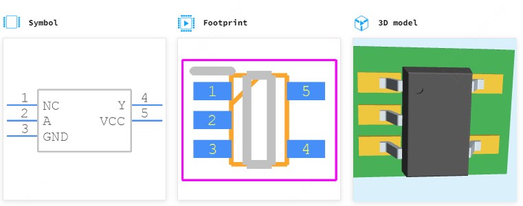 NC7S04P5X引脚图和PCB焊盘图