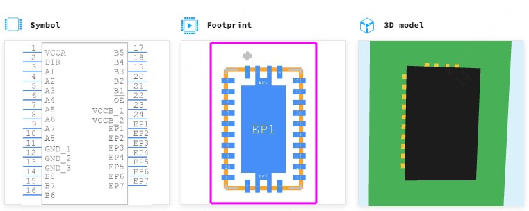 SN74AVC8T245RHLR引脚图和PCB焊盘图
