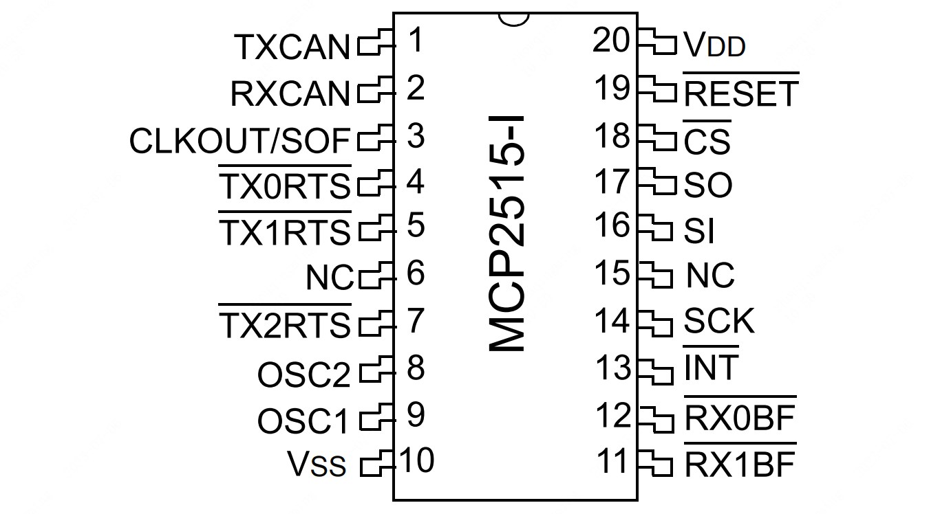 MCP2515-I引脚图