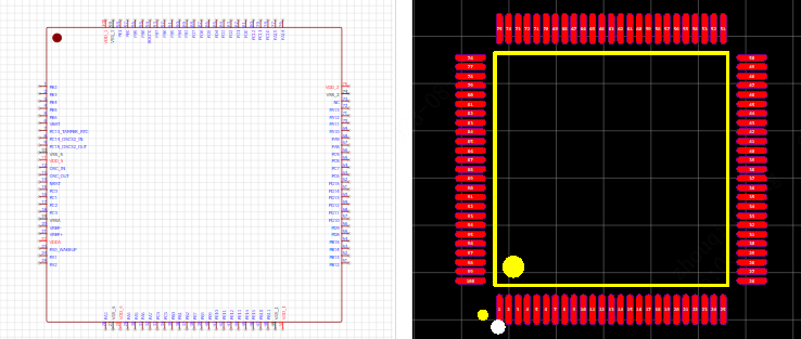 GD32F103VCT6引脚图和PCB焊盘图