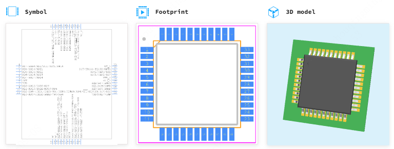 PIC18F46J50-I/PT引脚图和PCB焊盘图