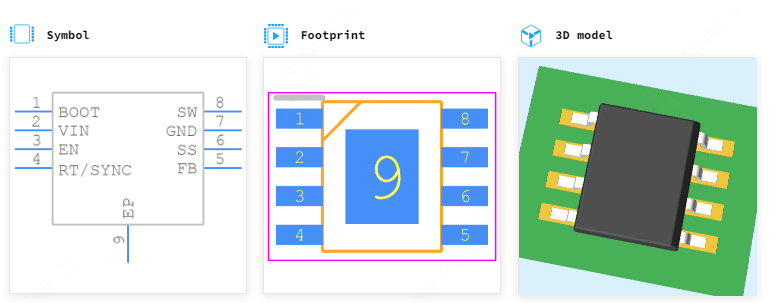 LMR14050SDDAR引脚图和PCB焊盘图
