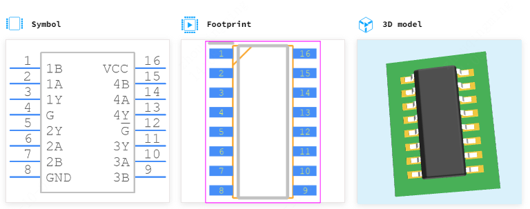 AM26LS32AIDR引脚图和PCB焊盘图
