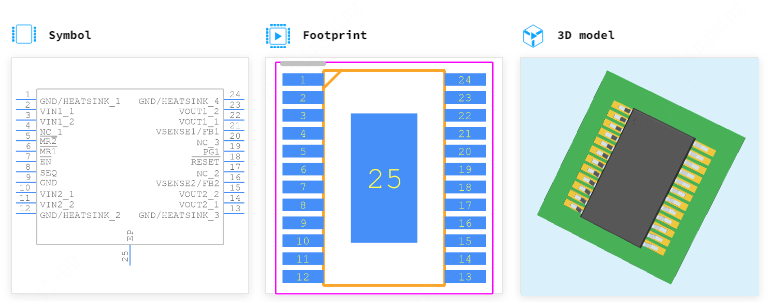 TPS70345PWP引脚图和PCB焊盘图