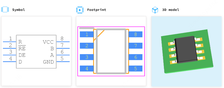 SN75176BDRG4引脚图和PCB焊盘图