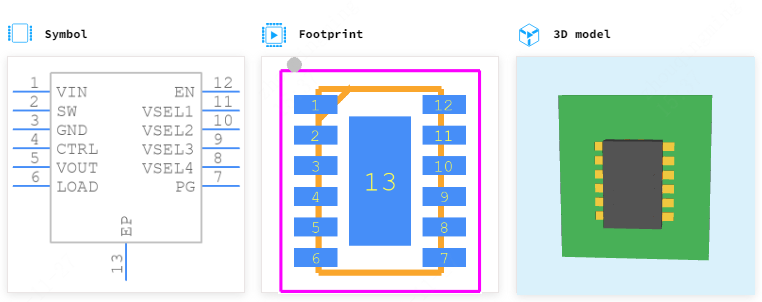 TPS62740DSSR引脚图和PCB焊盘图