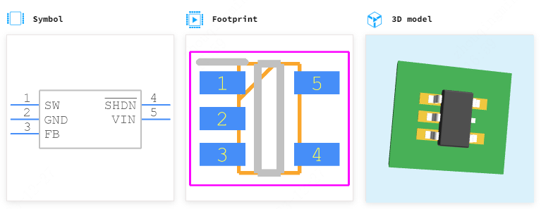 LM2733YMF/NOPB引脚图和PCB焊盘图