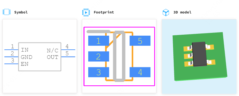 TLV70025DDCR引脚图和PCB焊盘图