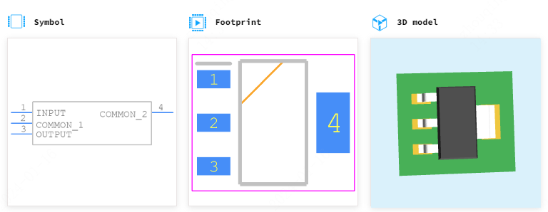 UA78M33CDCYR引脚图和PCB焊盘图