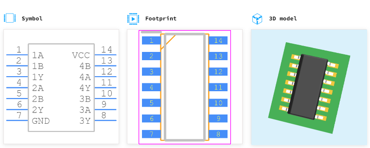 SN74HC86DR引脚图和PCB焊盘图