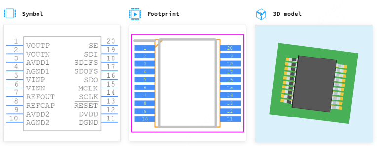 AD73311ARSZ引脚图和PCB焊盘图