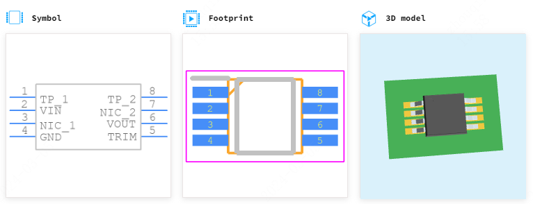 ADR421ARMZ-REEL7引脚图和PCB焊盘图