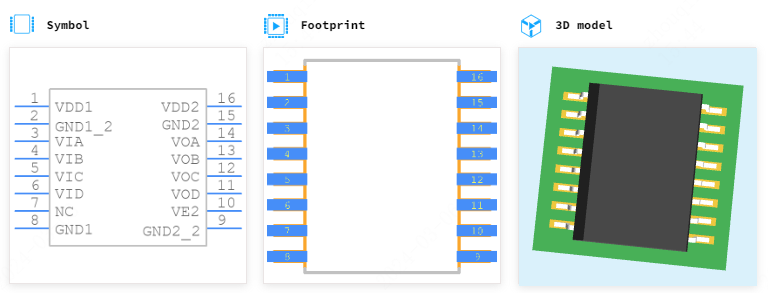 ADUM4401CRWZ引脚图和PCB焊盘图