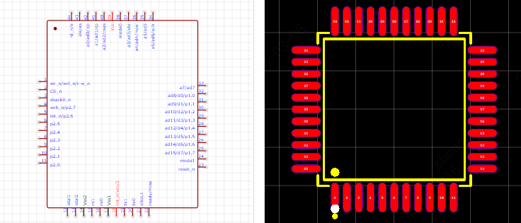 IA82527PQF44AR2引脚图和PCB焊盘图