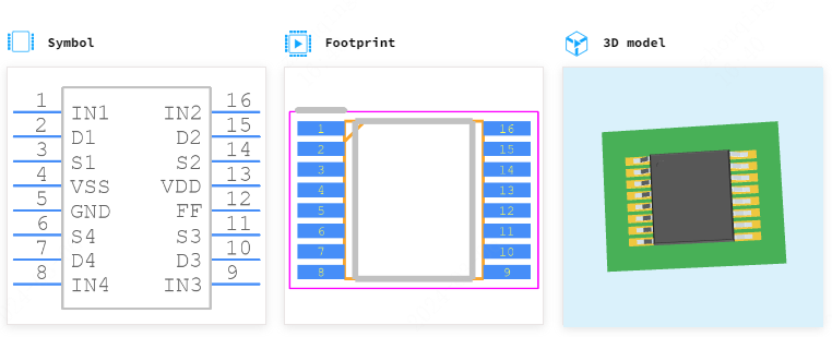 ADG5412BFBRUZ引脚图和PCB焊盘图