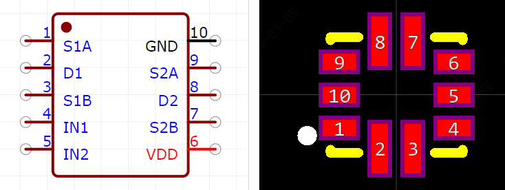 ADG824BCPZ-REEL7引脚图和PCB焊盘图