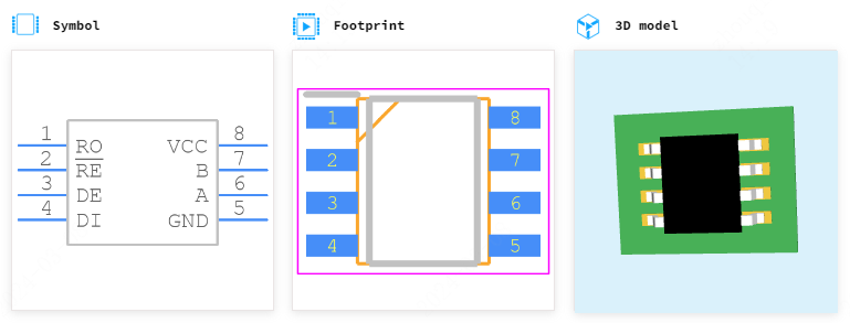 ADM3065EARZ-R7引脚图和PCB焊盘图