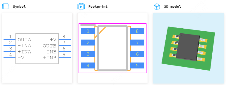 OP291GSZ引脚图和PCB焊盘图