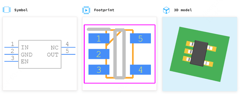 TLV70028QDDCRQ1引脚图和PCB焊盘图