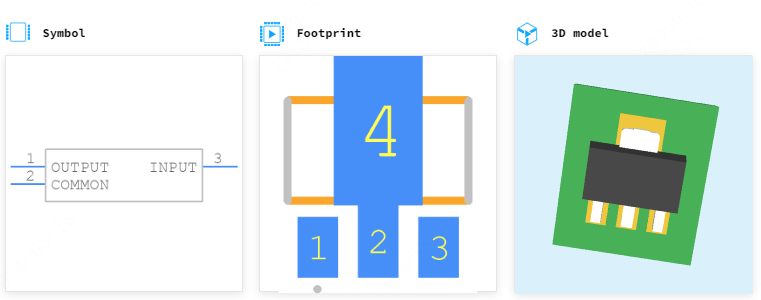 UA78L05CPK引脚图和PCB焊盘图