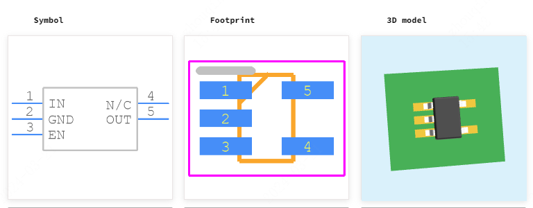 TLV70030DCKT引脚图和PCB焊盘图
