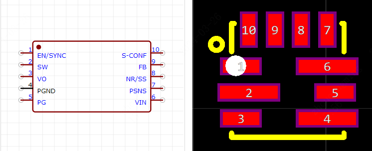 TPS62913RPUR引脚图和PCB焊盘图