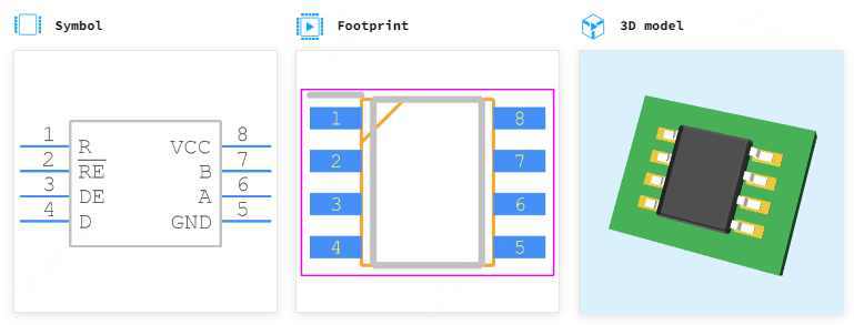 SN65HVD1780DR引脚图和PCB焊盘图
