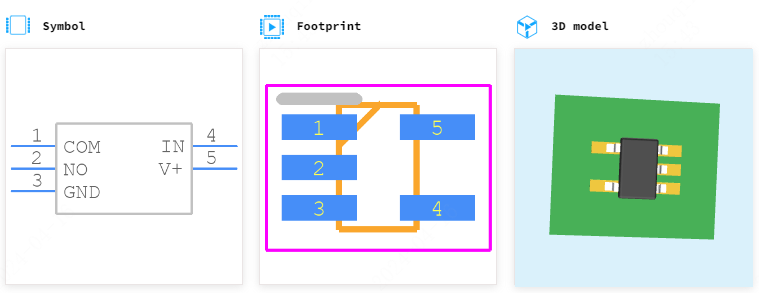 MAX4594DCKR引脚图和PCB焊盘图