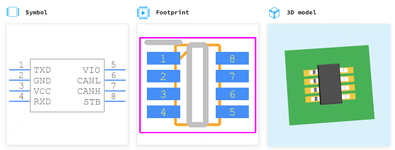 TCAN1044VDDFR引脚图和PCB焊盘图