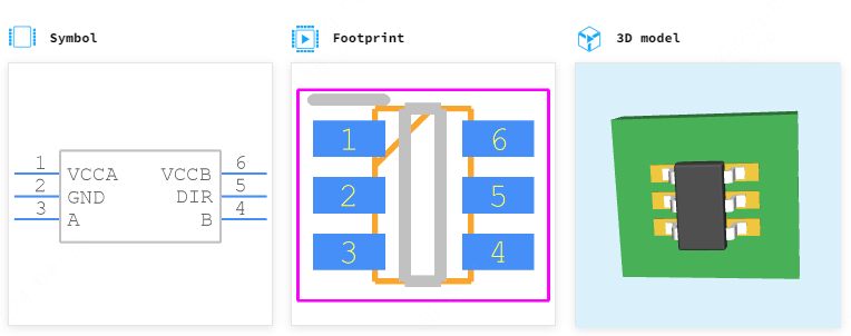 SN74AVC1T45DBVT引脚图和PCB焊盘图