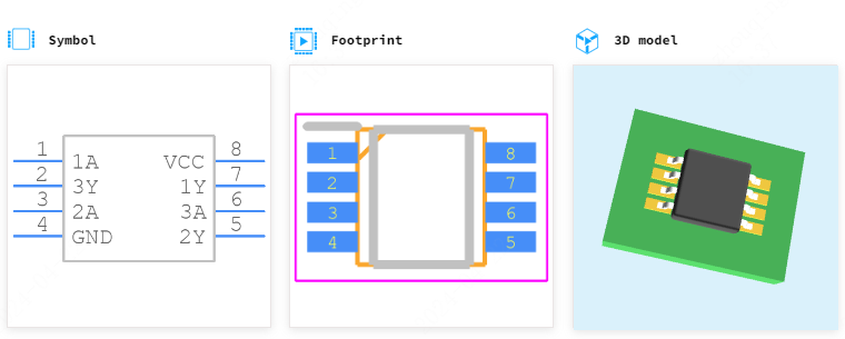 SN74LVC3G07DCTR引脚图和PCB焊盘图