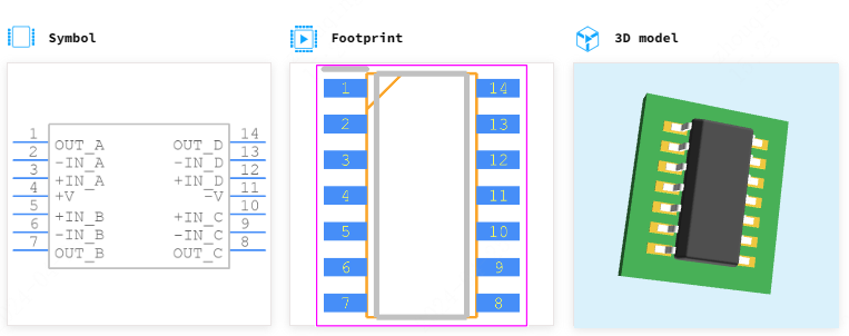 OPA4344UA引脚图和PCB焊盘图
