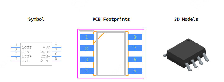 TLC272BCDR引脚图和PCB焊盘图