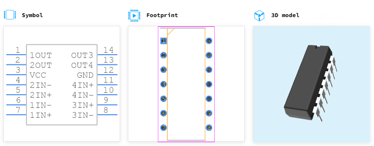 LM239N引脚图和PCB焊盘图