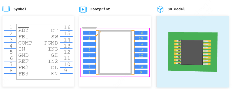 MP1530DM-LF-Z引脚图和PCB焊盘图