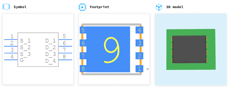 CSD17501Q5A引脚图和PCB焊盘图