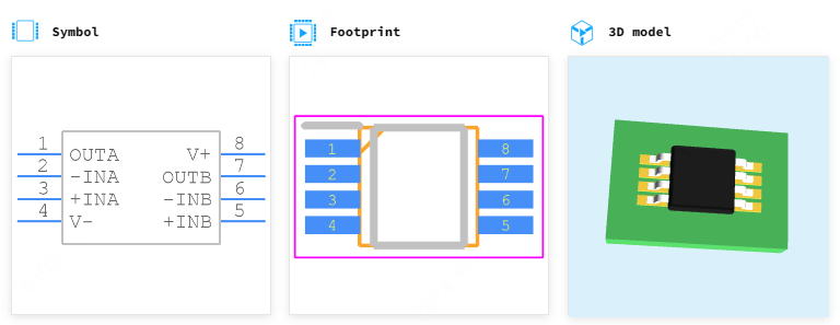 TLV6002QDGKRQ1引脚图和PCB焊盘图