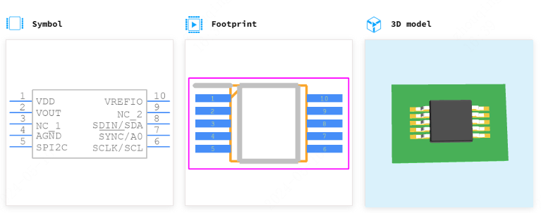 DAC60501ZDGSR引脚图和PCB焊盘图
