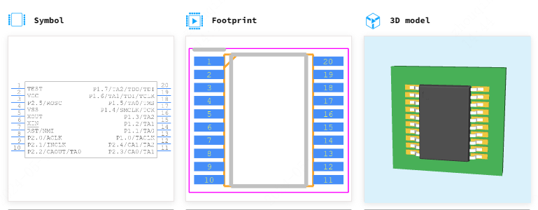 MSP430F1101AIPWR引脚图和PCB焊盘图