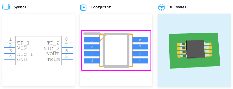 ADR425ARMZ-REEL7引脚图和PCB焊盘图