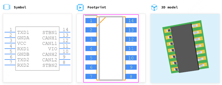 TJA1048T引脚图和PCB焊盘图