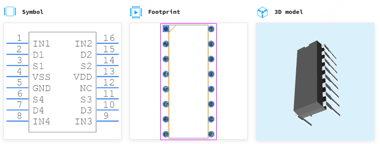 ADG201AKNZ引脚图和PCB焊盘图
