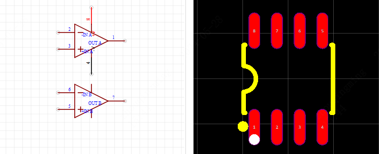 OP292GSZ引脚图和PCB焊盘图