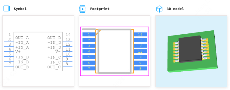 AD8534ARUZ-REEL引脚图和PCB焊盘图