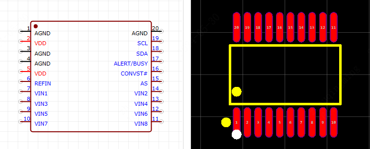 AD7998BRUZ-1REEL引脚图和PCB焊盘图