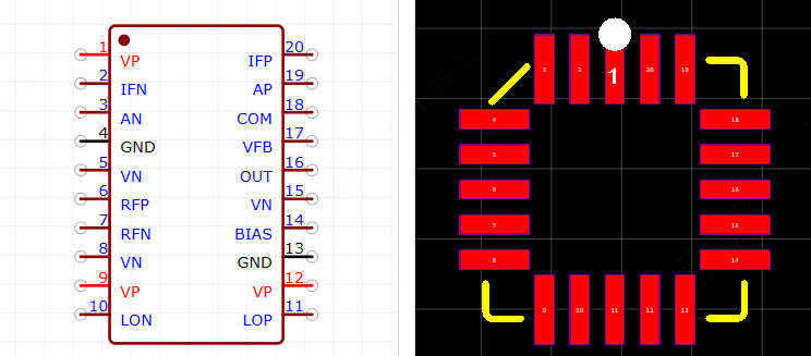 AD831APZ引脚图和PCB焊盘图